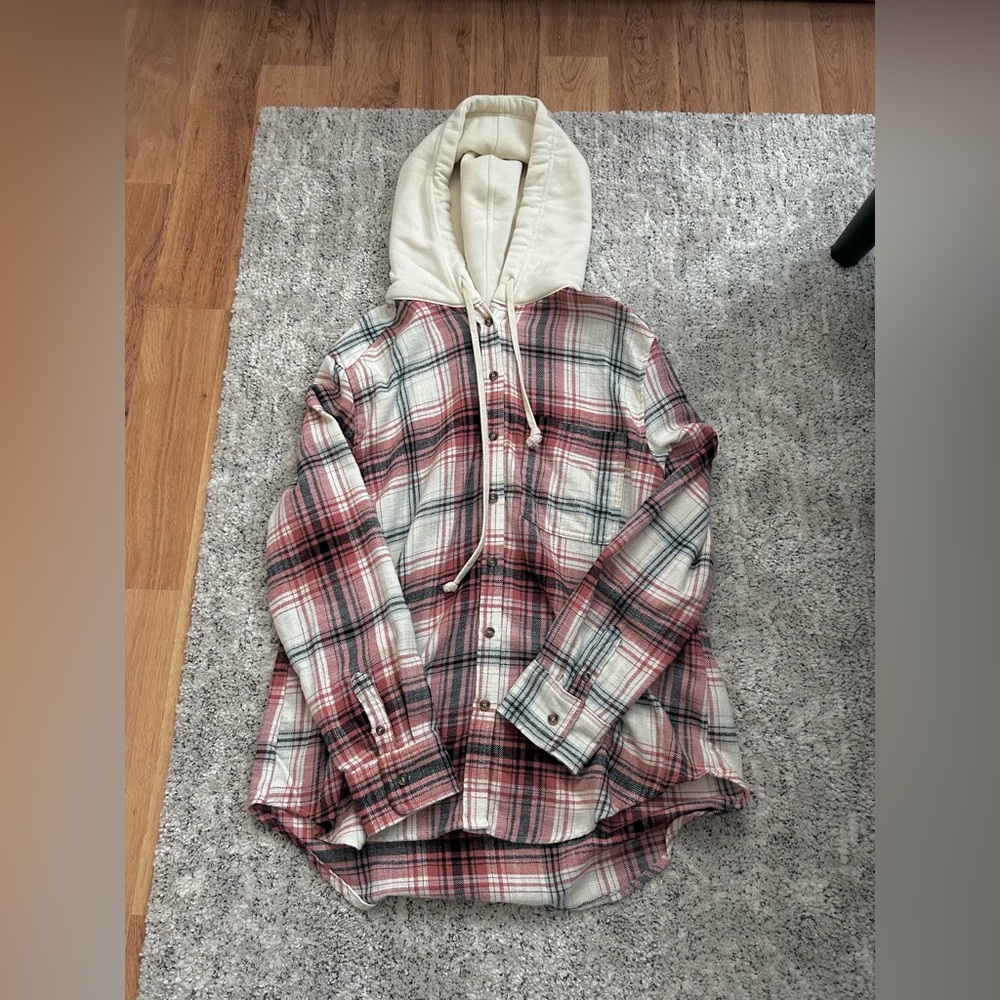 NEW Women's Hooded Flannel Button Up